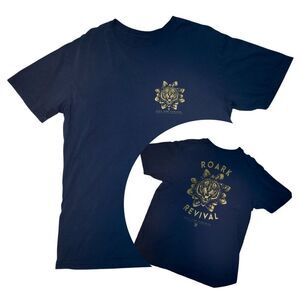 Roark Revival Gold Tiger Lotus Seek And Explore Revival Navy Graphic Tee
